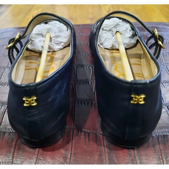 Sam Edelman Michaela Mary Jane Black Leather Flats Gold Buckle Size 8.5 XLNT - Picture 9 of 11
